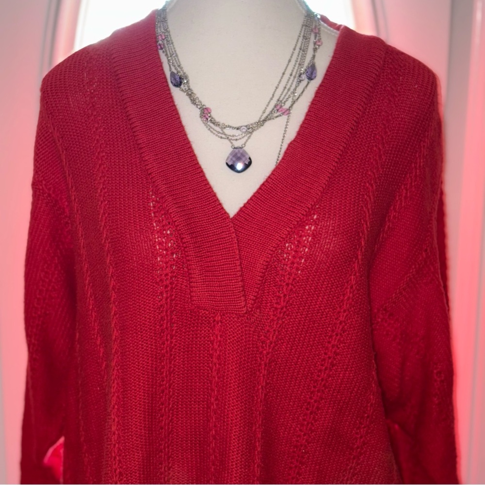 Elegant Red V-Neck Sweater for Women